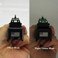 Fiber Optic Sights Glow In Dark Night Sight for Glock 17 17L 19 22 27 33 34 38 39, No-Tritium