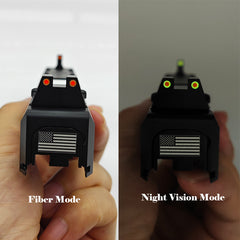 Fiber Optic Sights Glow In Dark Night Sight for Glock 17 17L 19 22 27 33 34 38 39, No-Tritium