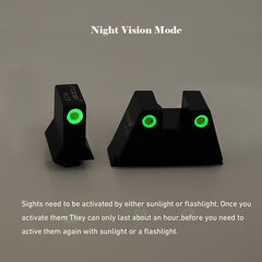 Fiber Optic Sights Glow In Dark Night Sight for Glock 17 17L 19 22 27 33 34 38 39, No-Tritium