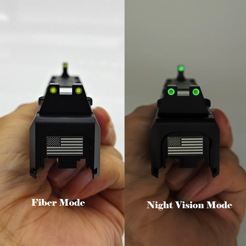 Fiber Optic Sights  Glow In Dark Night Sight for Glock 17 17L 19 22 27 33 34 38 39, No-Tritium