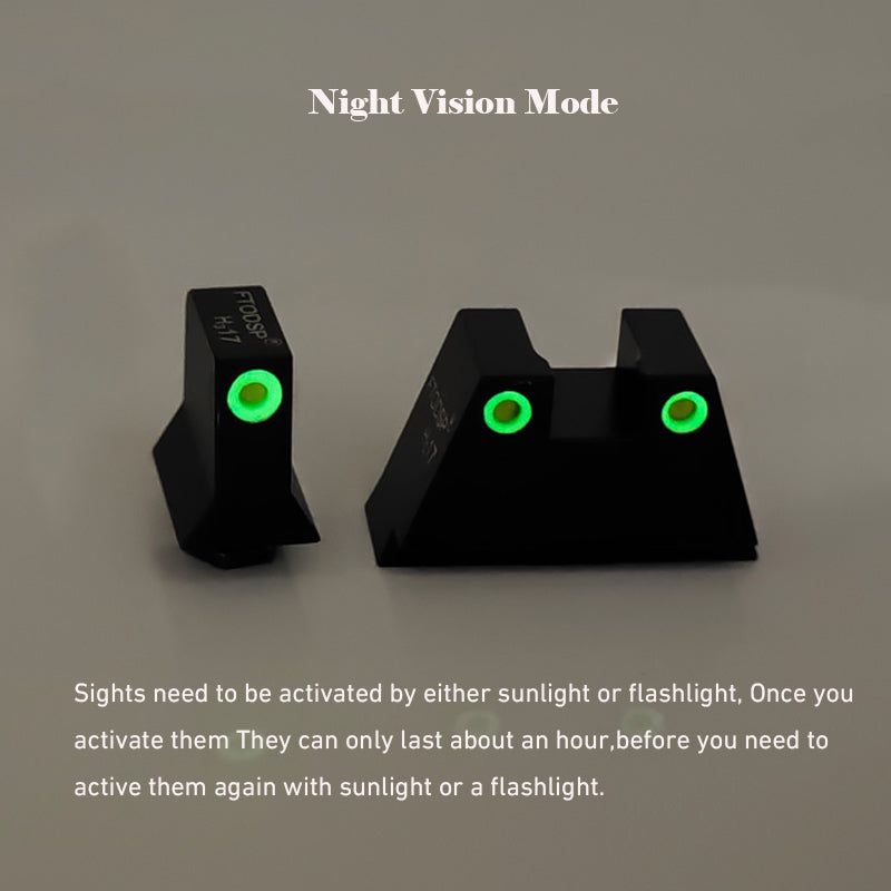 Fiber Optic Sights  Glow In Dark Night Sight for Glock 17 17L 19 22 27 33 34 38 39, No-Tritium